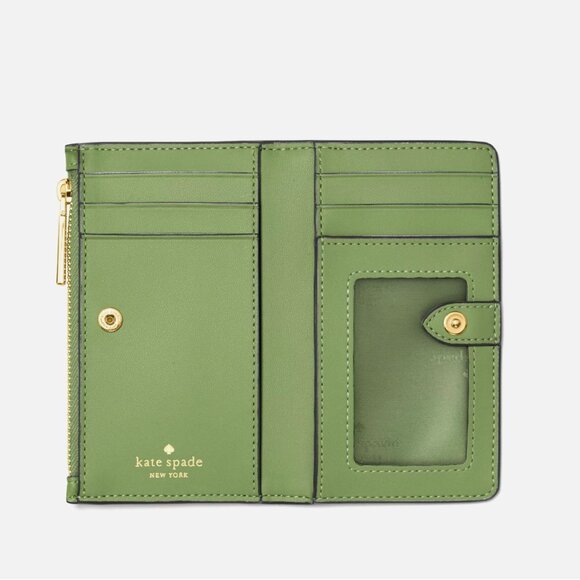 New Kate Spade Juliette Small Bifold Wallet Pebble Leather Cedar Stand - Picture 2 of 2